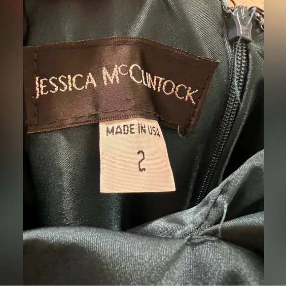 Vintage Jessica McClintock Satin Strapless Gown - Picture 5 of 6